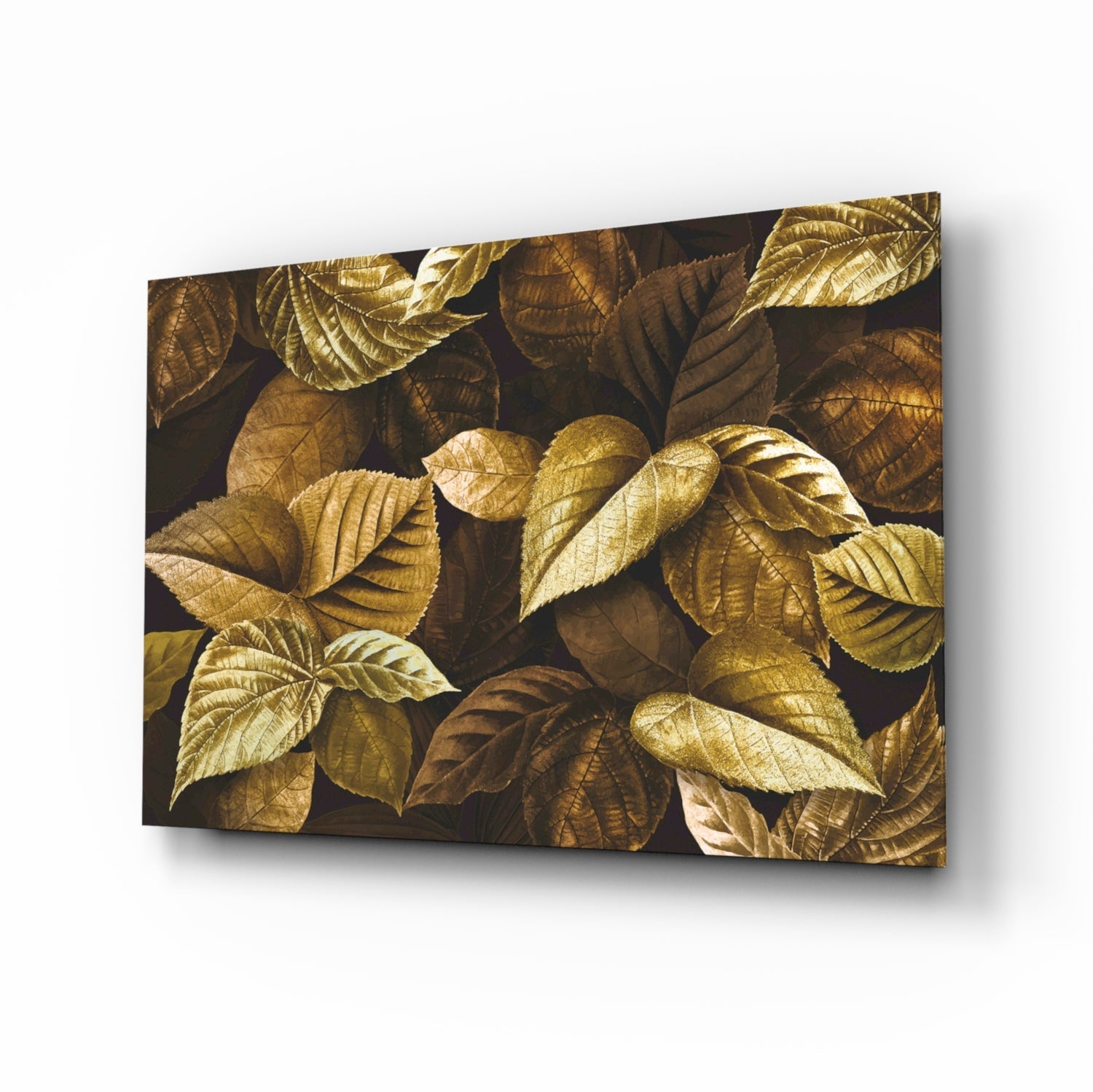 Yellow Leaf Glass Wall Art.