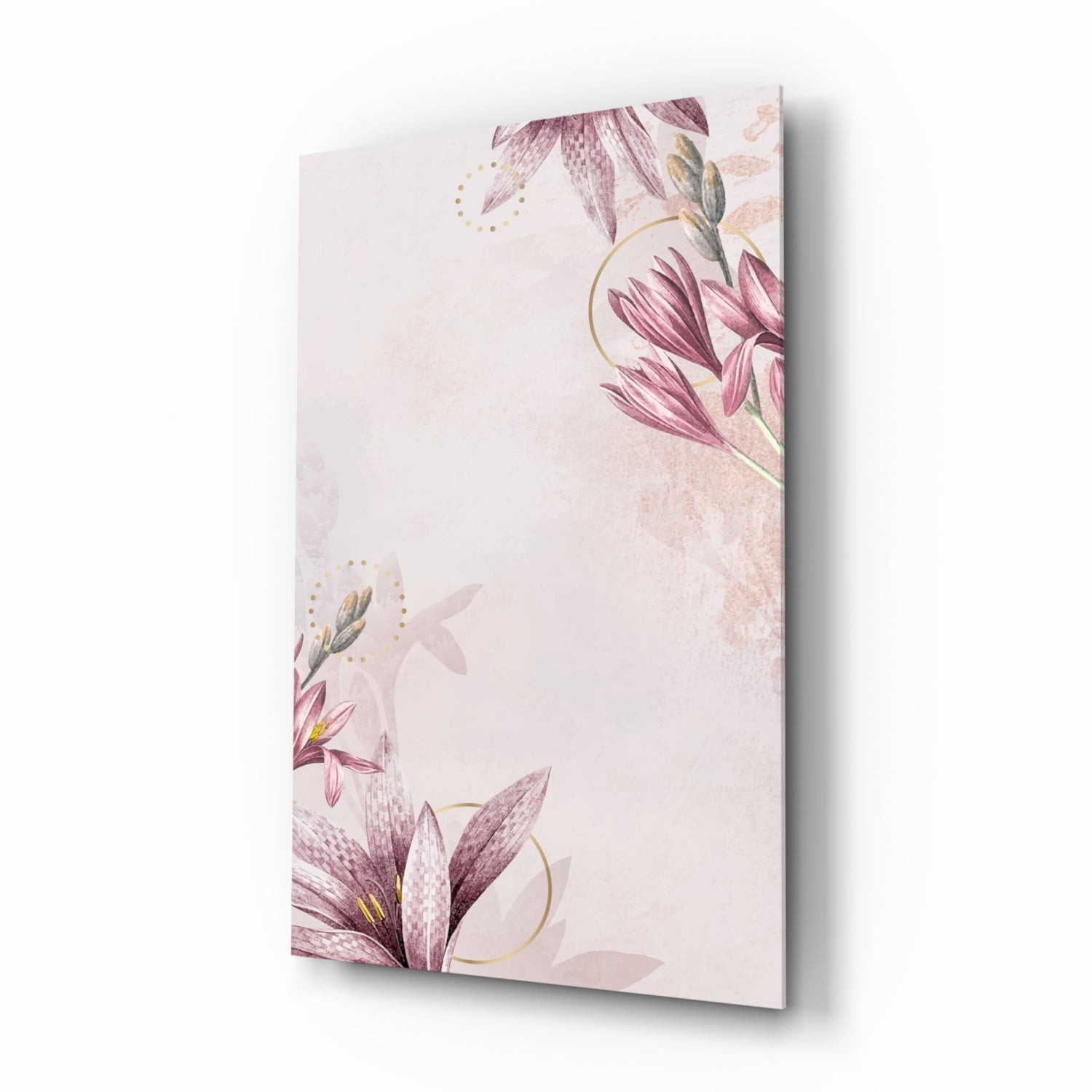 Pink Flower Pattern Glass Wall Art.