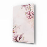 Pink Flower Pattern Glass Wall Art.