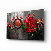 Red Peppers Glass Wall Art.