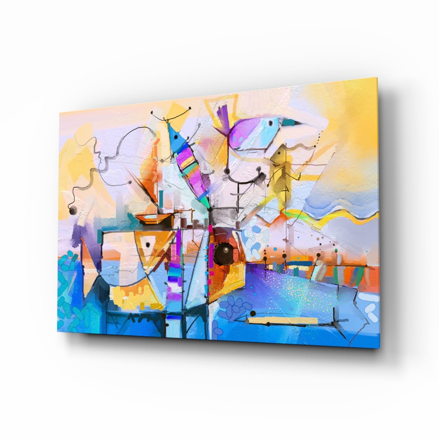 Abstract Colors Glass Wall Art.