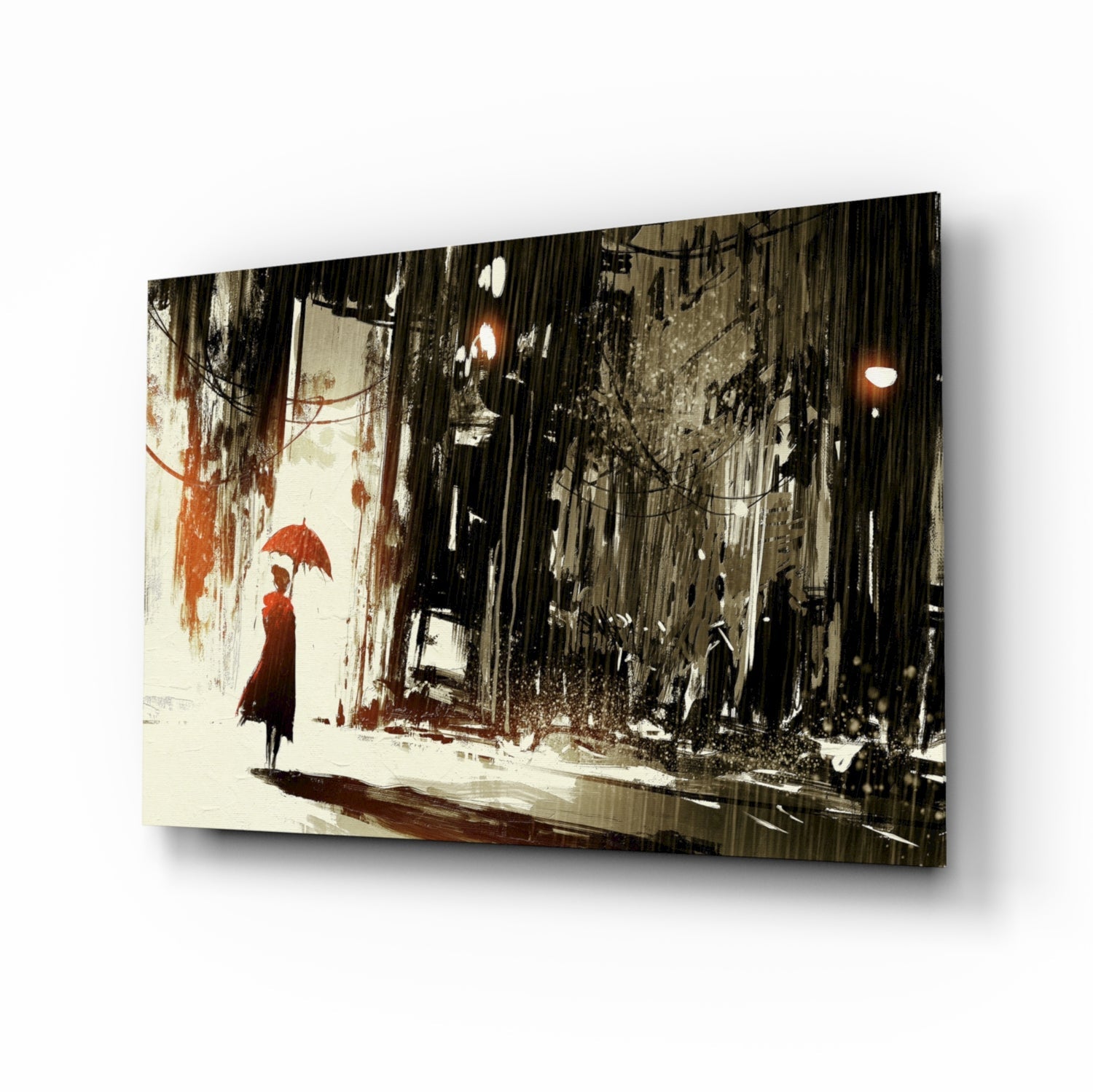 Rainy City Glass Wall Art.