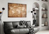 World Map Glass Wall Art.