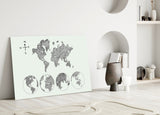 Continents Glass Wall Art.