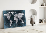 World Map Glass Wall Art.