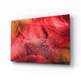 Macro Red Leaf Glass Wall Art.