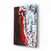 Woman in Red Hat Glass Wall Art.