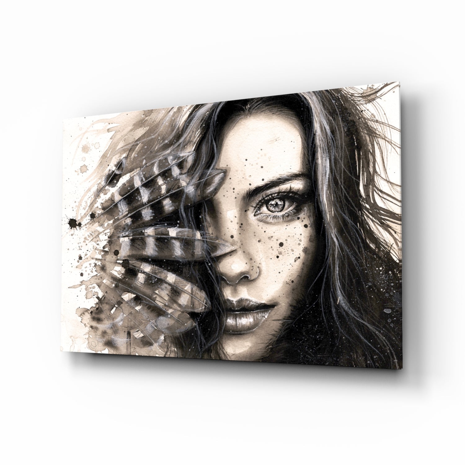 Woman Portrait Glass Wall Art.