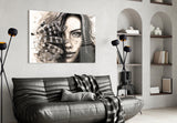 Woman Portrait Glass Wall Art.