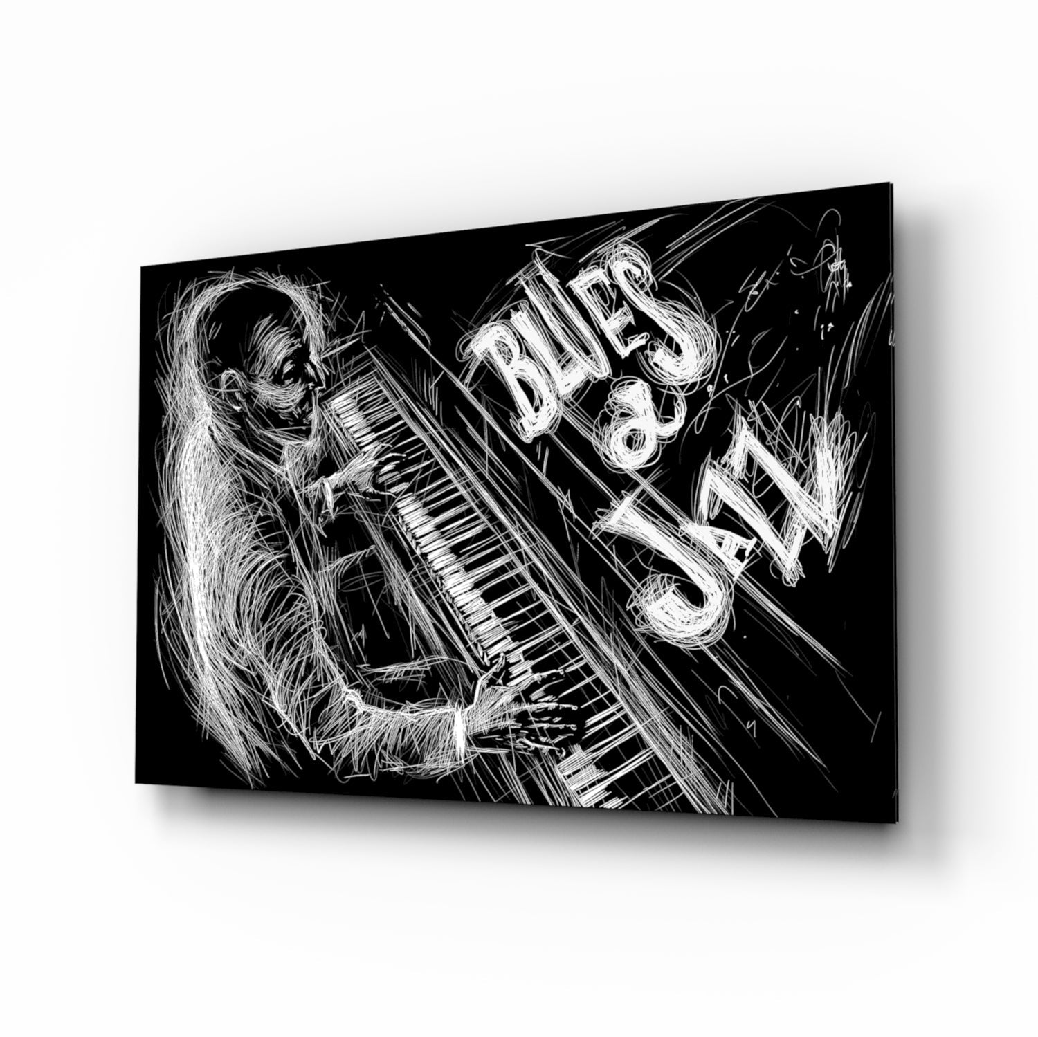 Jazz Blues Music Glass Wall Art.