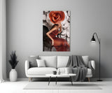 Flower Woman Glass Wall Art.