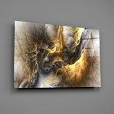 Golden Chaos Glass Wall Art.
