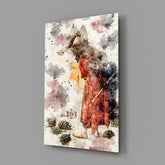 Tortoise Trainer Illustration Glass Wall Art.