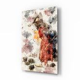 Tortoise Trainer Illustration Glass Wall Art.