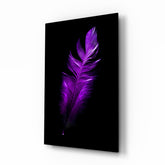 Purple Feather Glass Wall Art.
