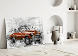 Red Chevrolet Glass Wall Art.