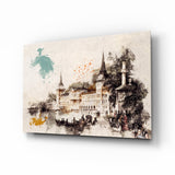 Tower Illustration Glass Wall Art.