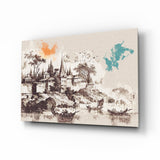 Poplar Palace Illustration Glass Wall Art.