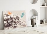Poplar Palace Illustration Glass Wall Art.