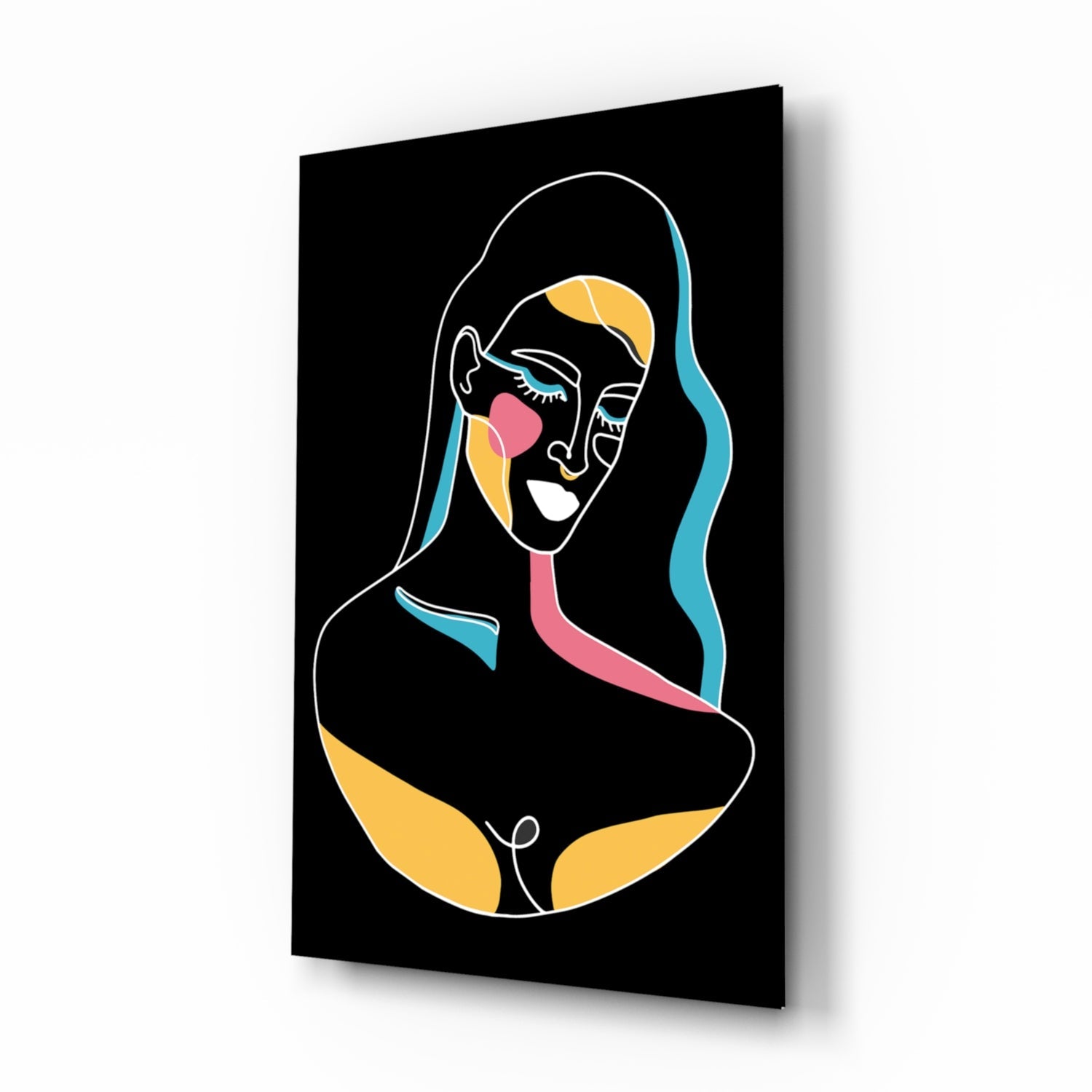 Abstract Colorful Portrait Glass Wall Art.