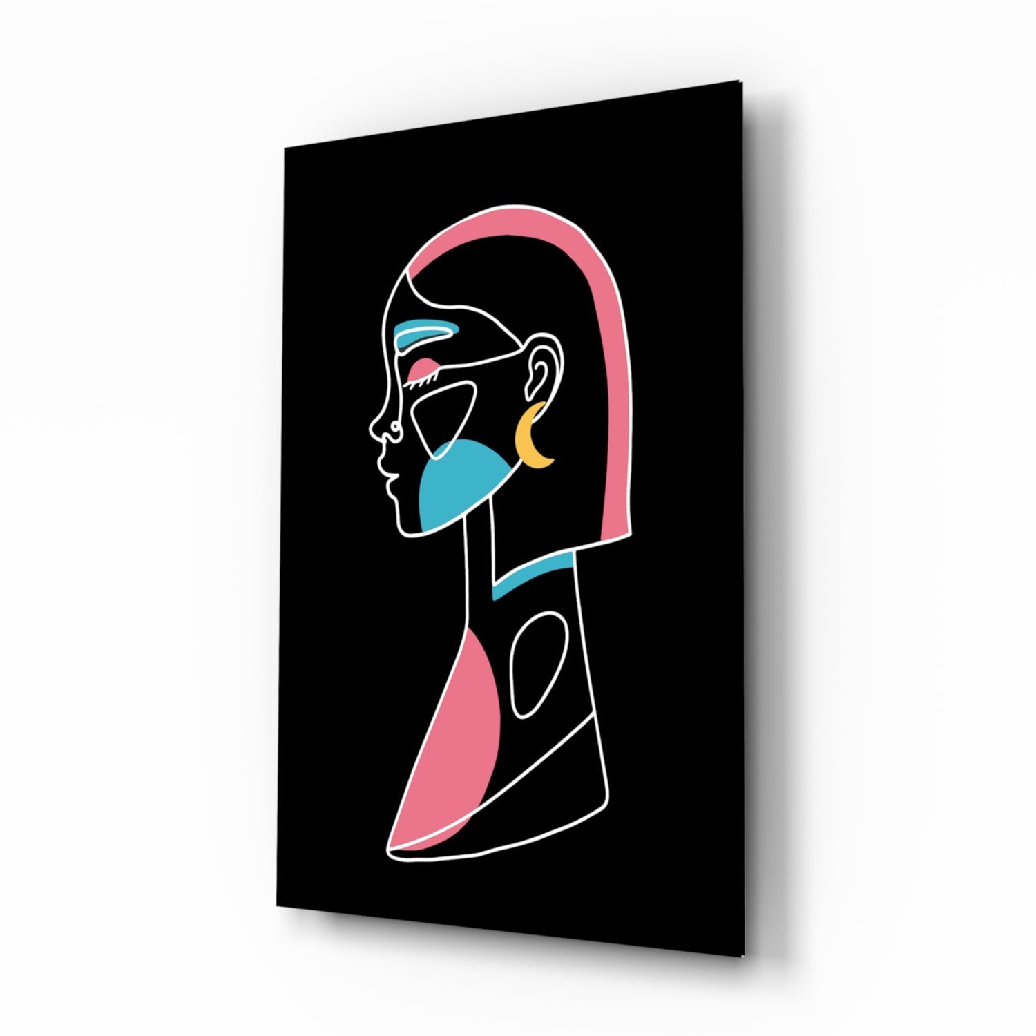 Abstract Colorful Portrait Glass Wall Art.