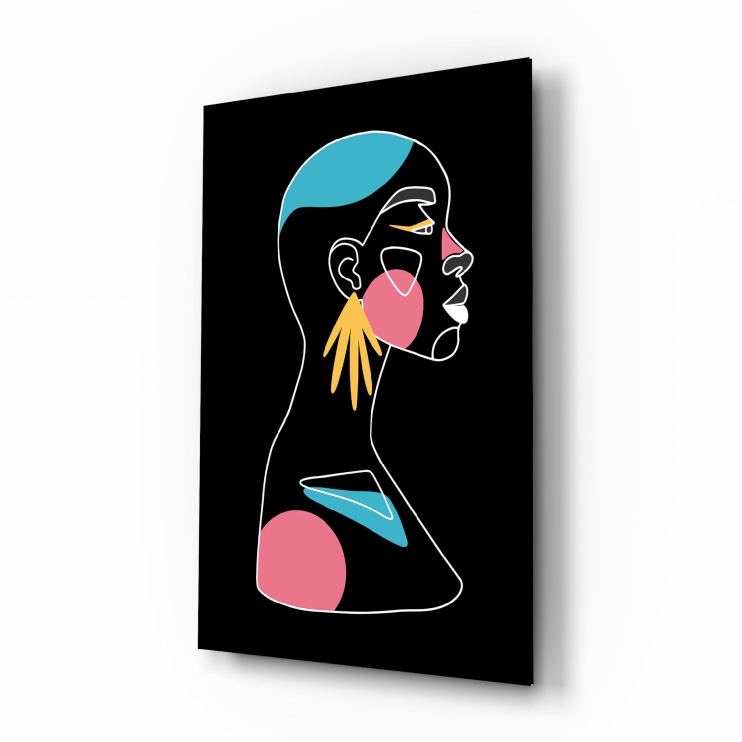 Abstract Colorful Portrait Glass Wall Art.