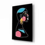 Abstract Colorful Portrait Glass Wall Art.