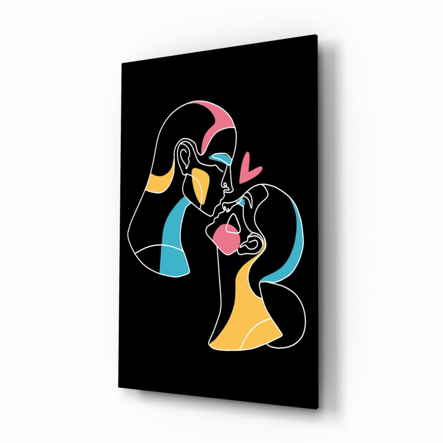 Abstract Colorful Portrait Glass Wall Art.