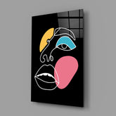 Abstract Colorful Face Glass Wall Art.