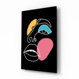 Abstract Colorful Face Glass Wall Art.