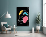 Abstract Colorful Face Glass Wall Art.