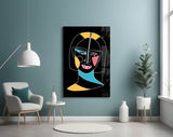 Abstract Colorful Portrait Glass Wall Art.