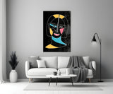 Abstract Colorful Portrait Glass Wall Art.