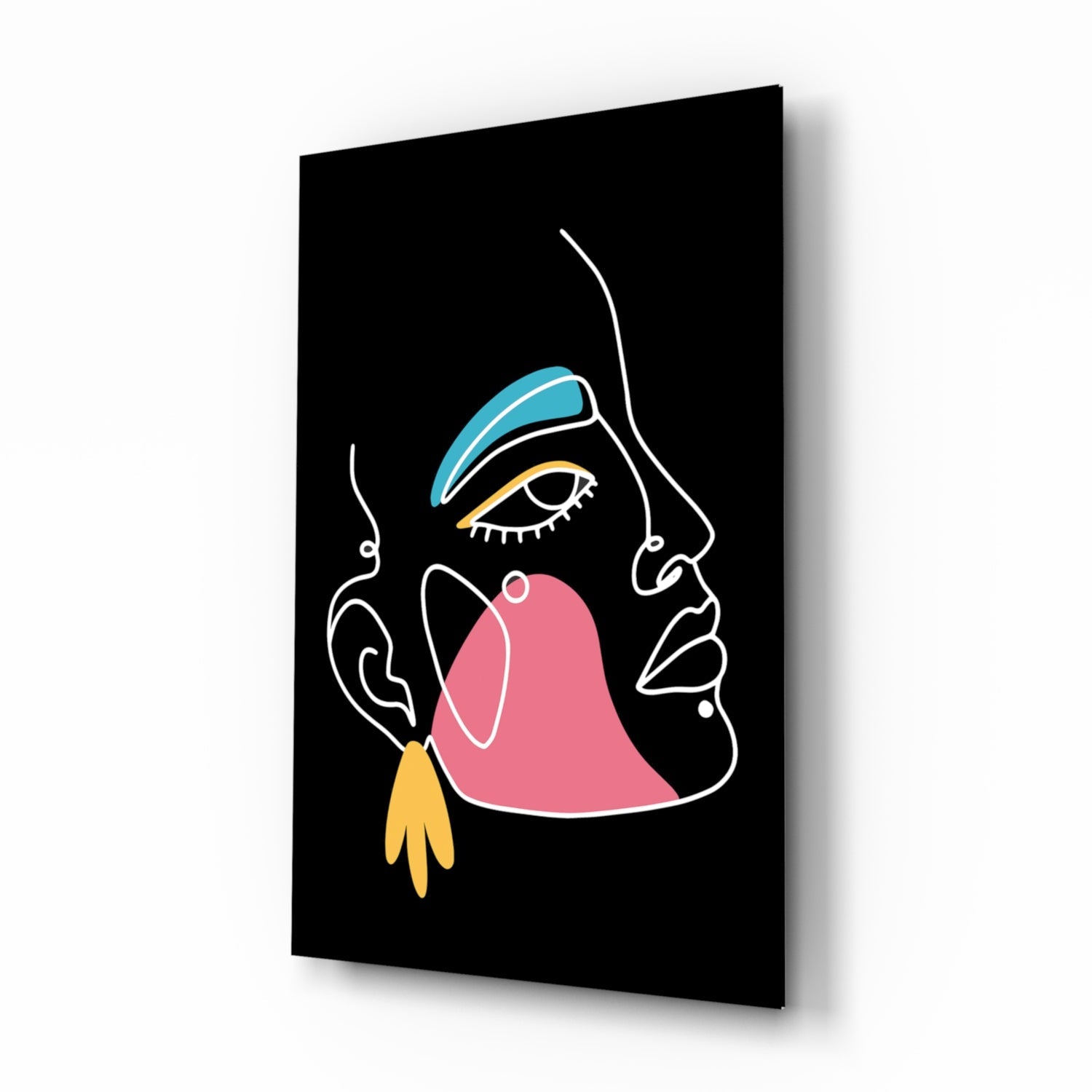 Abstract Colorful Portrait Glass Wall Art.