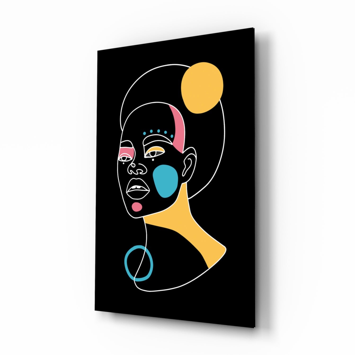 Abstract Colorful Portrait Glass Wall Art.