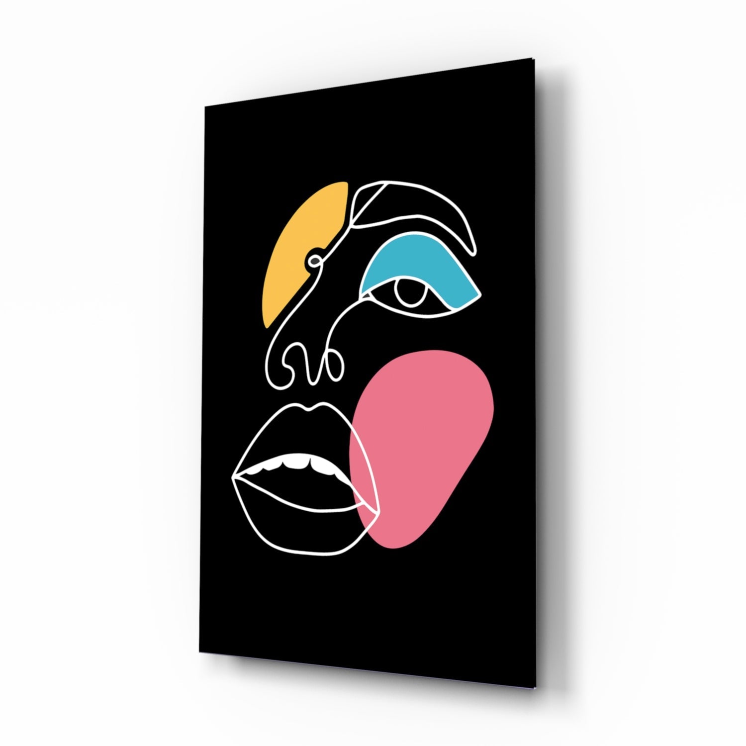 Abstract Colorful Face Glass Wall Art.