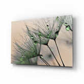 Green Dandelion Glass Wall Art.