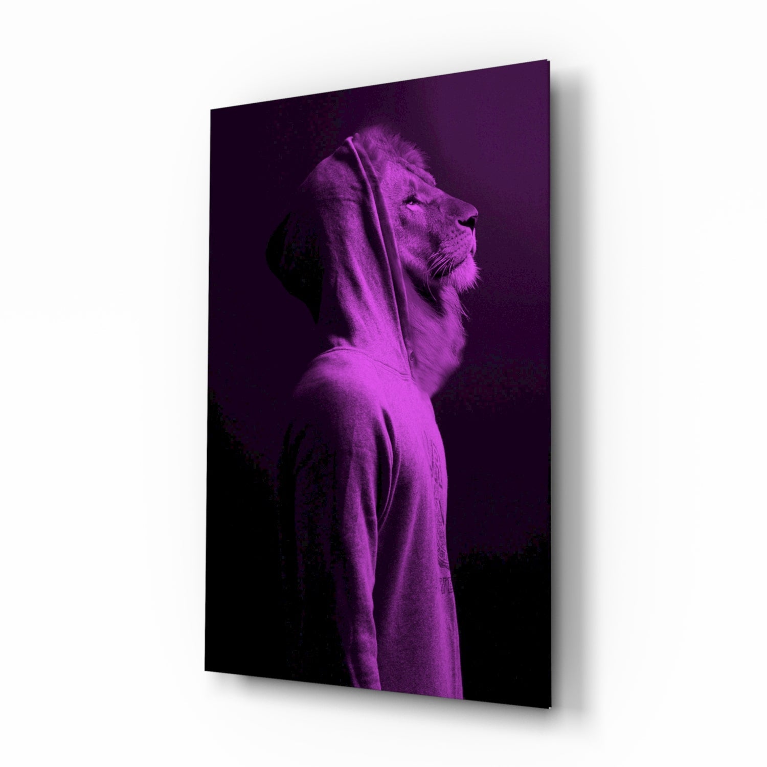Purple Lion Head Glass Wall Art.