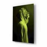 Green Lion Head Glass Wall Art.