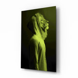 Green Lion Head Glass Wall Art.