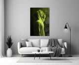 Green Lion Head Glass Wall Art.