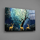 Golden Deers Glass Wall Art.