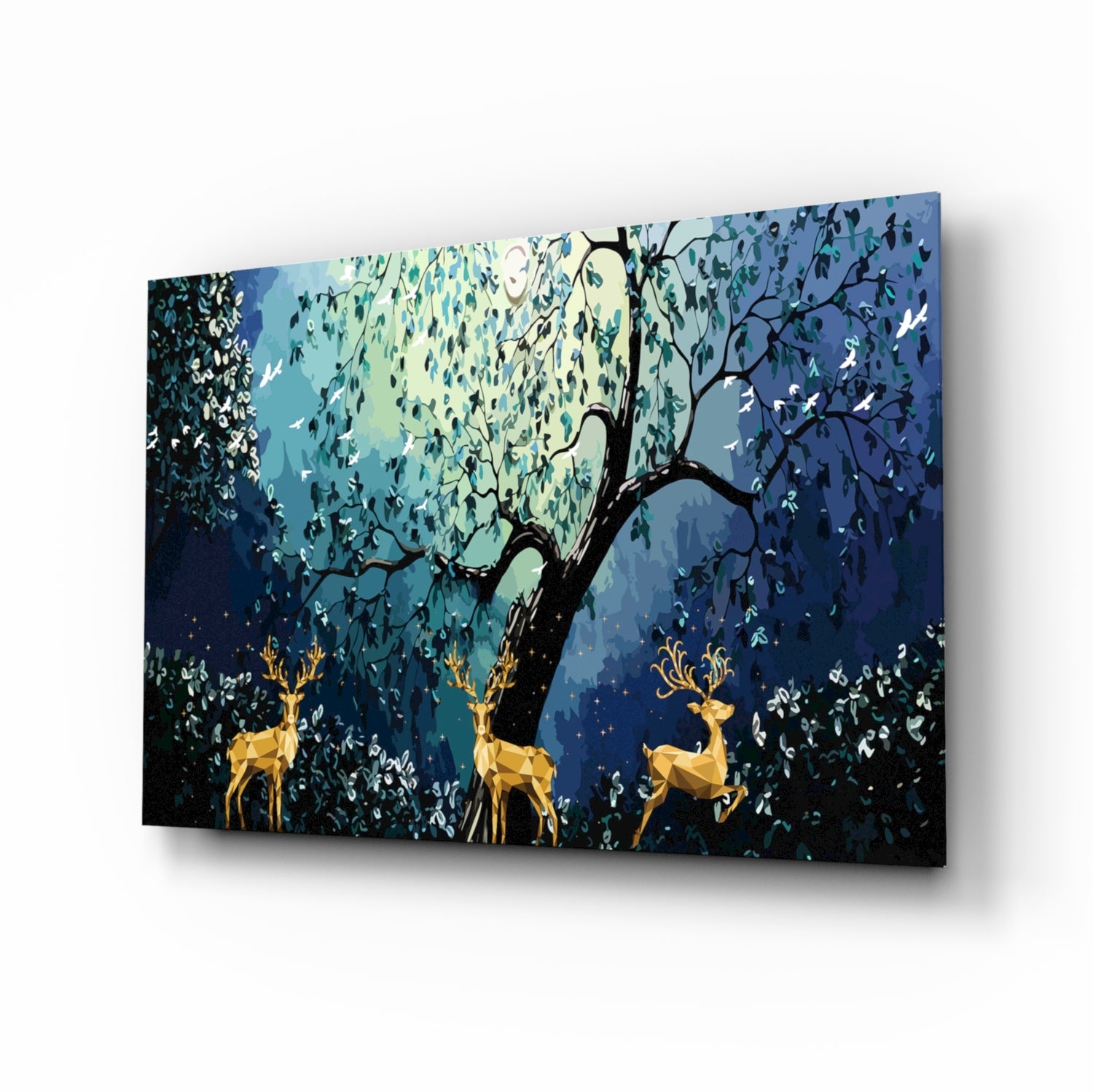 Golden Deers Glass Wall Art.