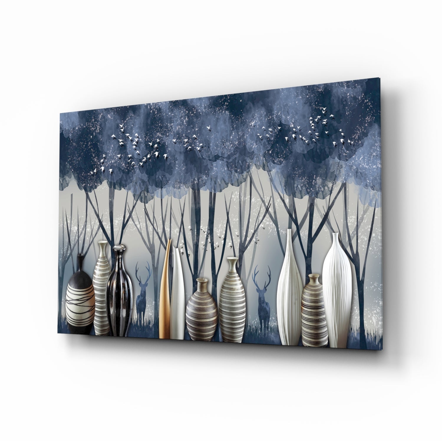 Vases and Trees Glass Wall Art.