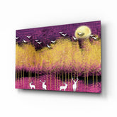 Birds and Deers Glass Wall Art.