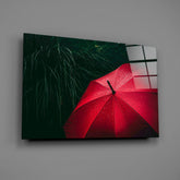 Red Umbrella Glass Wall Art.