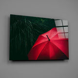Red Umbrella Glass Wall Art.