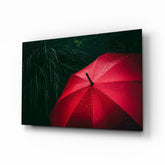 Red Umbrella Glass Wall Art.
