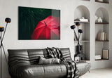 Red Umbrella Glass Wall Art.