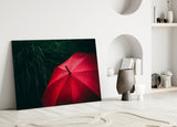 Red Umbrella Glass Wall Art.